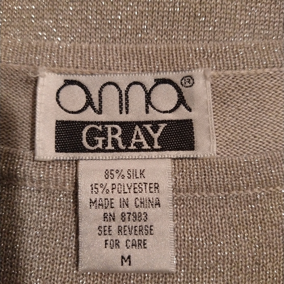 ANNA GRAY SILK BLEND BOAT NECK METALLIC SWEATER - Picture 4 of 5